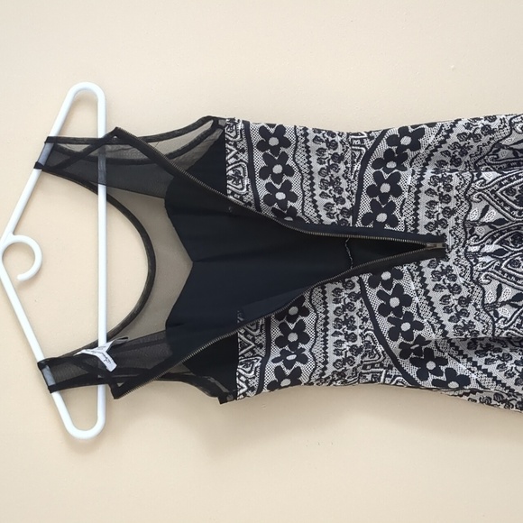 Small American Rag Dress Mesh Lace Floral Black White Back Zipper - Picture 12 of 13